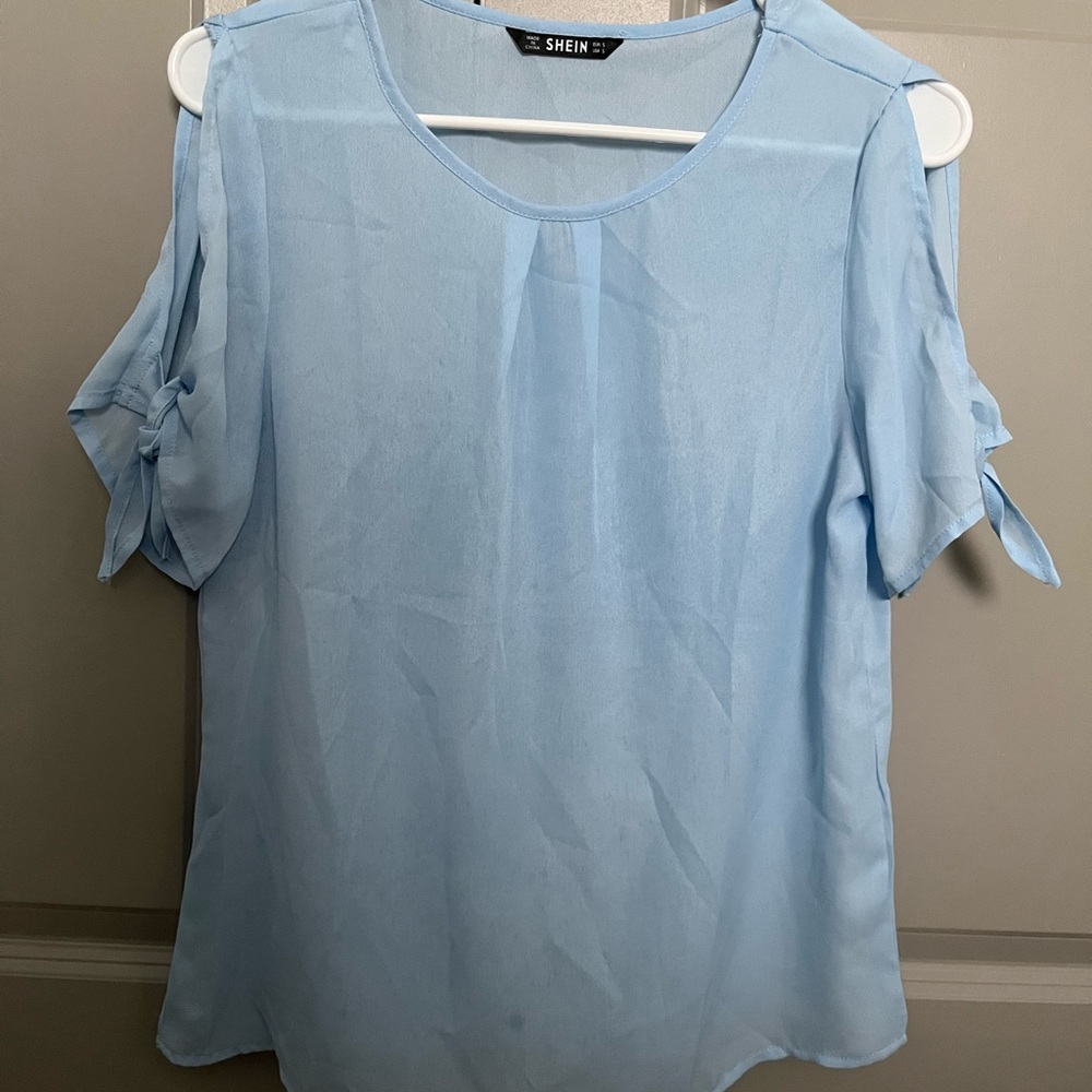 Shein sheer blue blouse